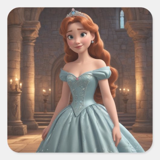  prinses vierkante sticker (Voorkant)