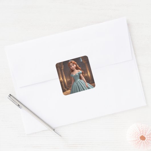 prinses vierkante sticker (Envelop)