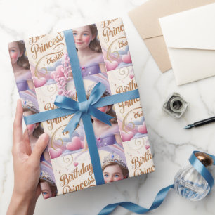 Prinses viert gelukkige verjaardag cadeaupapier