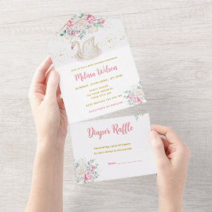 Prinses Zwaan Baby Shower All In One Uitnodiging