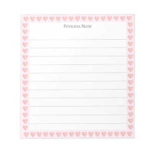 Prinsesbriefje & Roze harten op Notitieblok met li