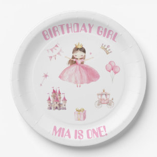 Prinsesje 1e Verjaardag Papieren Borden Meisje Bordje