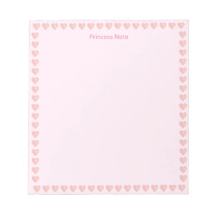 Prinsesnotitie & Roze Harten op Eenvoudig Notitieblok
