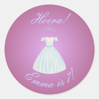 Prinsessen Sticker "Hoera!" Roze Gradiënt & Blauw