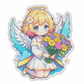 Prinsessenfee met bloemen sticker (Voorkant)