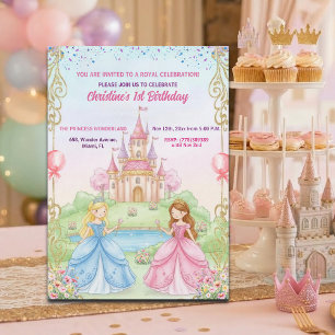 Prinsessenkasteel Koninklijke 1e Verjaardagsfeestj Kaart