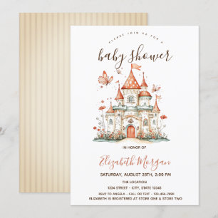 Prinsessenkasteel Vlinders Strepen Baby Shower Kaart