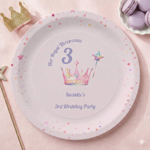 Prinsessenkroon 3e verjaardag Koninklijke Drieheid Papieren Bordje