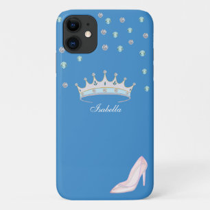 Prinsessenkroon & kristallen schoen op luchtblauw iPhone 11 hoesje