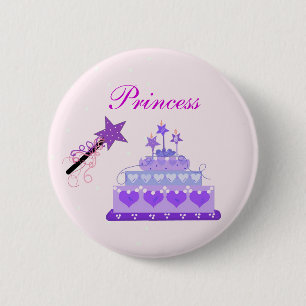 Prinsessentaart en toverstok ronde button 5,7 cm