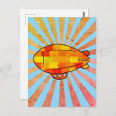 Print Blimp Ballon Sunny Sky Briefkaart (Voorkant / Achterkant)
