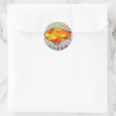  Print Blimp Ballon Sunny Sky Ronde Sticker (Tas)