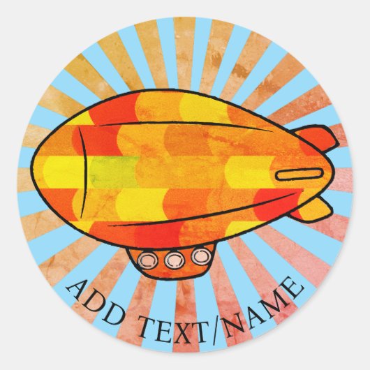  Print Blimp Ballon Sunny Sky Ronde Sticker (Voorkant)