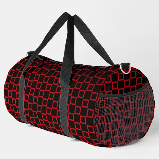 Print Cut Sew Bag zwart en rood modern design Plunjezak (Rechterhoek)