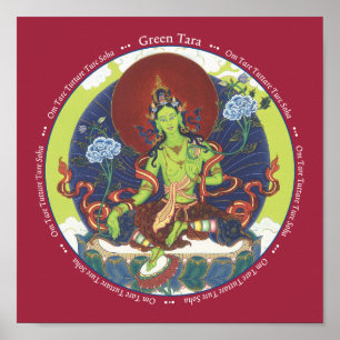 PRINT Green Tara - met mantra