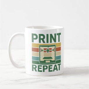 Print Herhaal Retro 3D Printer Grafische T-shirt Koffiemok