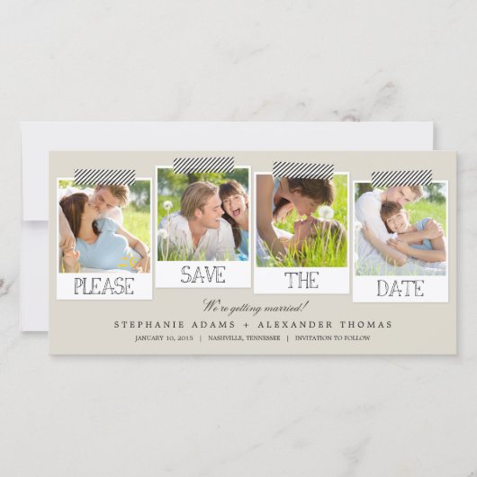 Print Kaartjes Sla De Datum Op Foto - Khaki Save The Date (Voorkant)