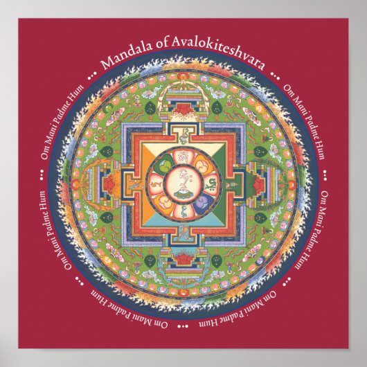 PRINT Mandala van Chenrezig - met Mantra (Voorkant)