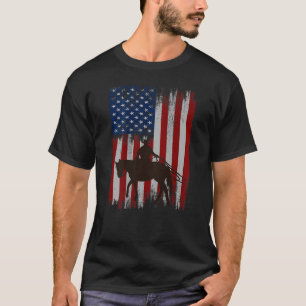 Print op Back USA Amerikaanse vlag cowboy Ro T-shirt