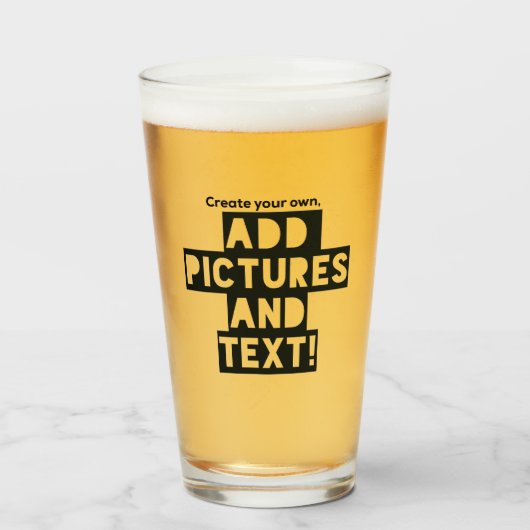 Print op een BIERGLAS - Upload Pic, voeg Tekst toe Glas (Voorkant gevuld)