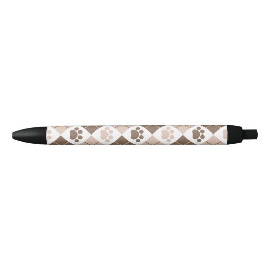 Print Patroon van Brown en Tan Argyle Paw Zwarte Inkt Pen (Voorkant)