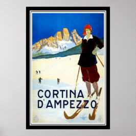 Print Retro Vintage Image Travel Cortina d'Ampezzo