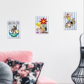 Print Set Blue & White Stripe Dog (Salon)