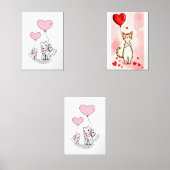 Print Set  Cat Red & Pink Hearts (Voorkant)