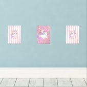 Print Set  Pink & White Stripe Unicorn  (Parquet)