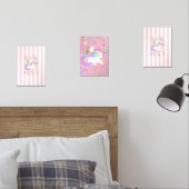 Print Set  Pink & White Stripe Unicorn  (Chambre à coucher)