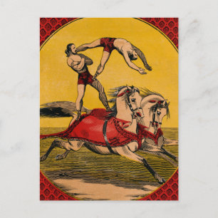  print van barebackrijders die stunts uitvoeren briefkaart