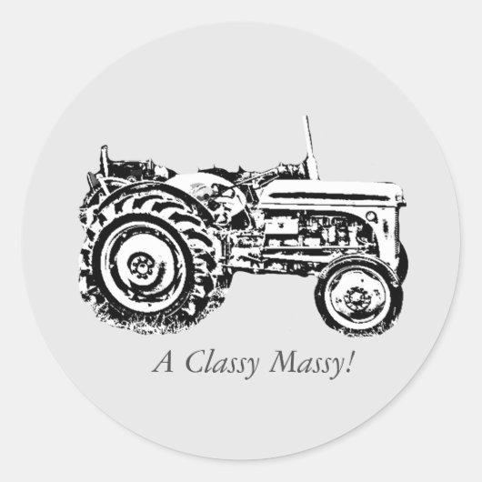 print van  Grey massey fergison trekker Ronde Sticker (Voorkant)