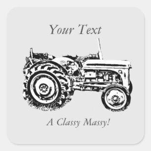 Print van  grijze Massey Fergison tractor Vierkante Sticker