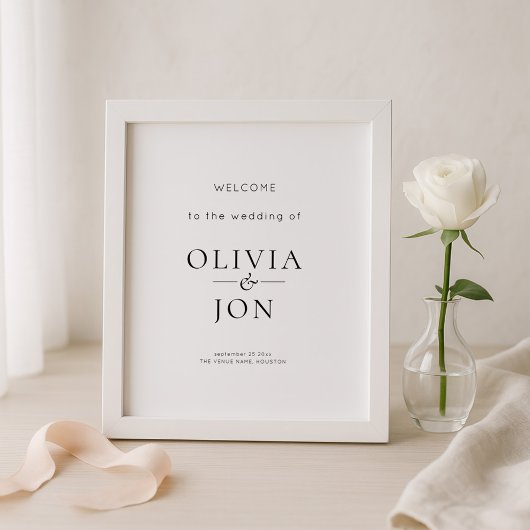 Printable Black and White Wedding Welcome Sign Poster