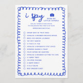 Printable Blue I Spy Weduwfoto Hunt Game Programma (Voorkant)