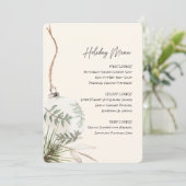 Printable Boho Ornament Holiday Menu Kaart (Staand voorkant)