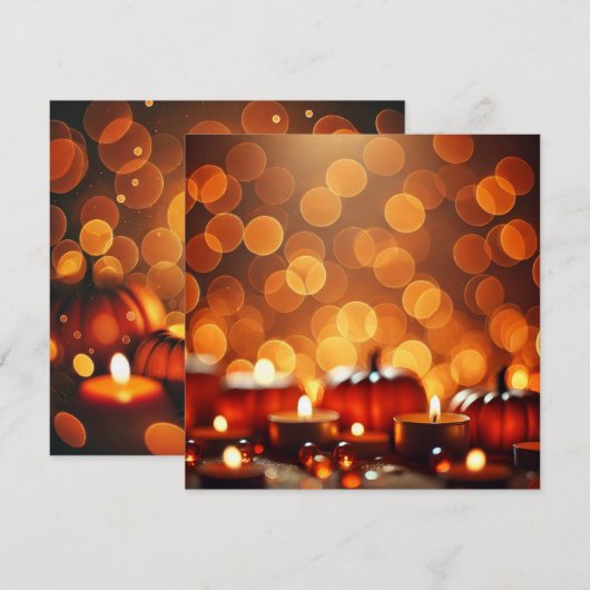 Printable Candle Lit Pumpkins Bokeh Scrapbook Kaart (Voorkant / Achterkant)