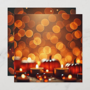 Printable Candle Lit Pumpkins Bokeh Scrapbook Kaart