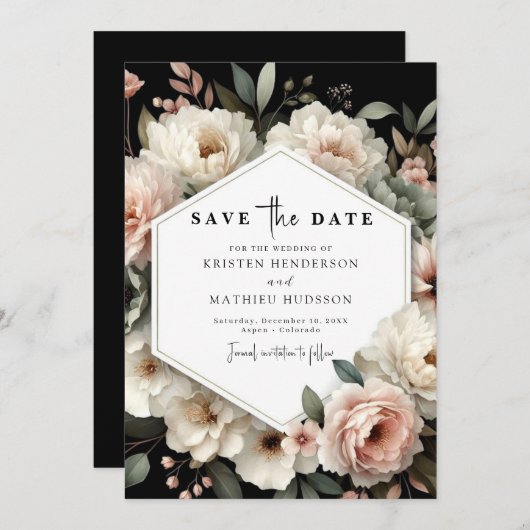 Printable Chic Roze Bloemen Huwelijk Save The Date (Voorkant / Achterkant)