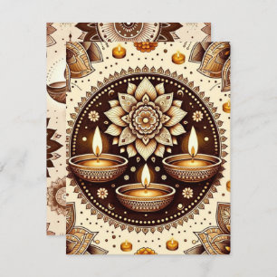 Printable Diwali Goud & Brons Scrapbook Papier Kaart