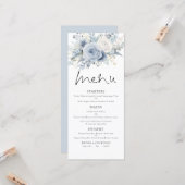 Printable Dusty Blue FloralsWedding Thank You Menu (Devant/Arrière en situation)