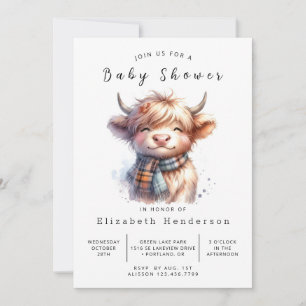 Printable Eenvoudige Boerderij Koe Baby shower Kaart