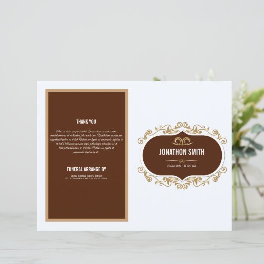 Printable Elegant Funeral Program Sjabloon (Staand voorkant)