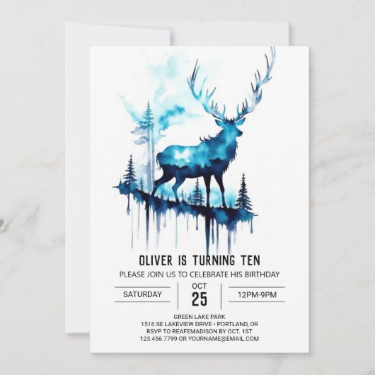 Printable Forest Stag Verjaardag Kaart (Voorkant)