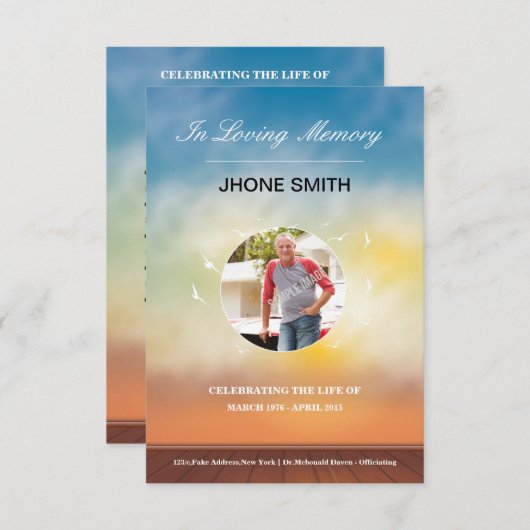 Printable Funeral Card Sjabloon Kaart (Voorkant / Achterkant)