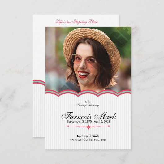 Printable Funeral Prayer Card Sjabloon (Voorkant / Achterkant)