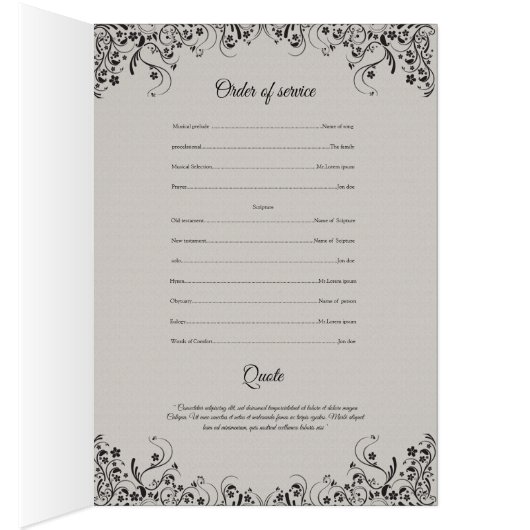 Printable Funeral Program Sjabloon (Binnen (Rechts))