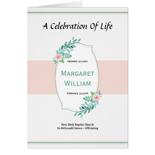 Printable Funeral Program Sjabloon (Voorkant)