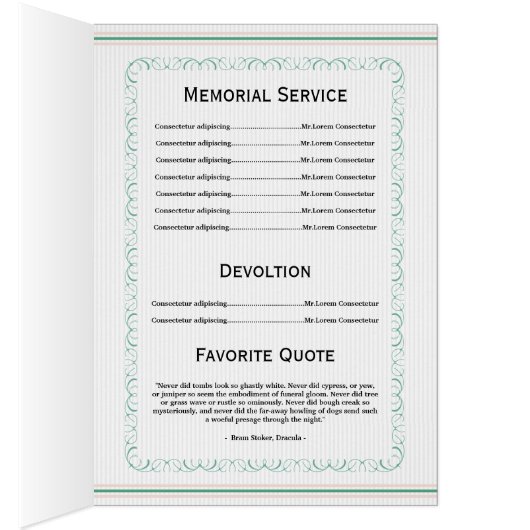 Printable Funeral Program Sjabloon (Binnen (Rechts))