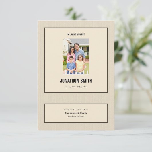 Printable Funeral Program Sjabloon Kaart (Staand voorkant)